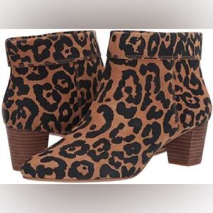 Lucky Brand Zaprika Suede Cheetah Pointed Toe Booties - Sz 6.5